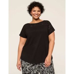 Lane Bryant Eyelet Lace Black Top Plus Size 18/20 Boho Cottagecore